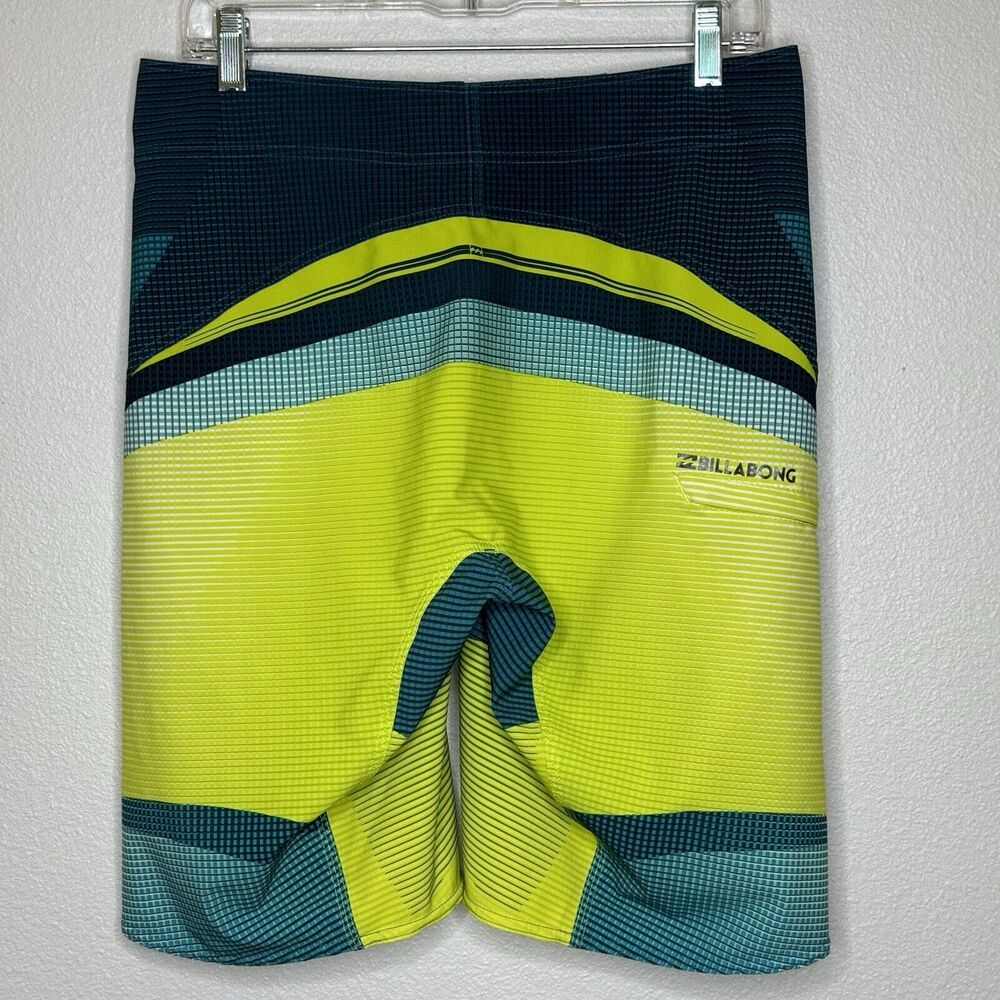 Billabong Platinum X Board Shorts Mens 30 Swim Surf Yellow Green Zip Pocket - Picture 5 of 9